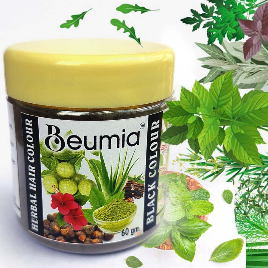 Beumia™ Herbal Black Dye | Natural, Long-Lasting Black Color for Men and Women (Pack of 60 gm)