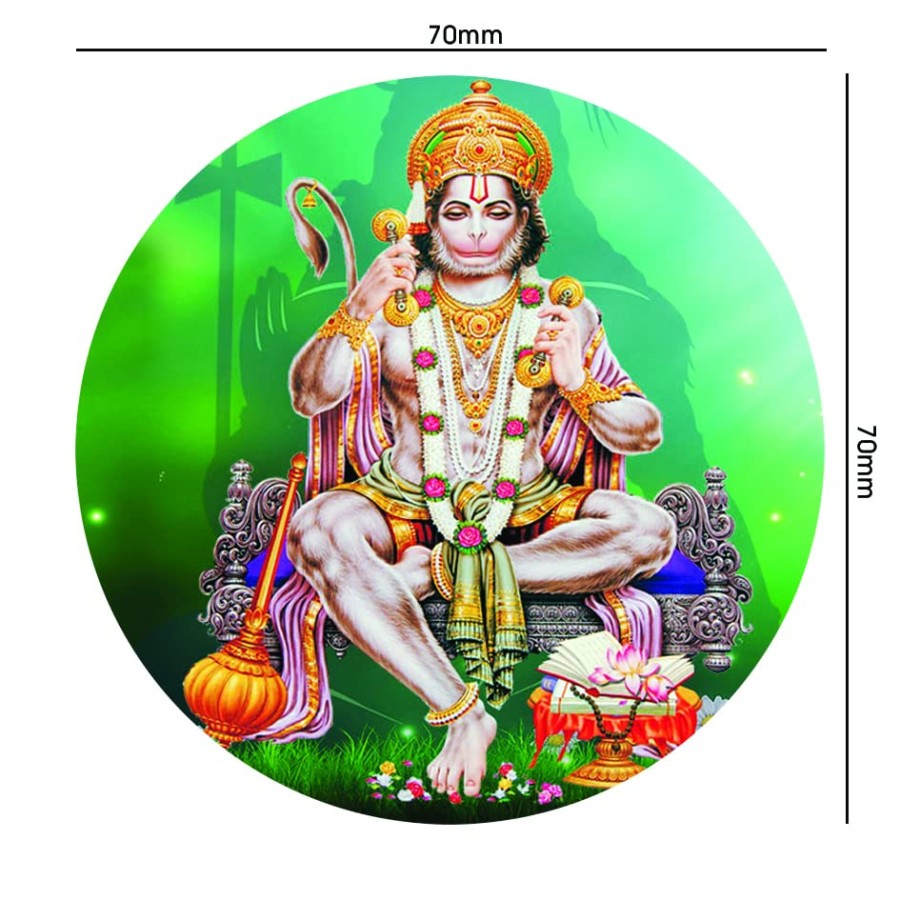 LTM Lord Hanuman God Sticker for Scooty, Bike, Car - All Two Wheeler Vehicle self Adhesive Sticker Paper Round Size (7cm X 7cm) Multicolor (Pack of 24)