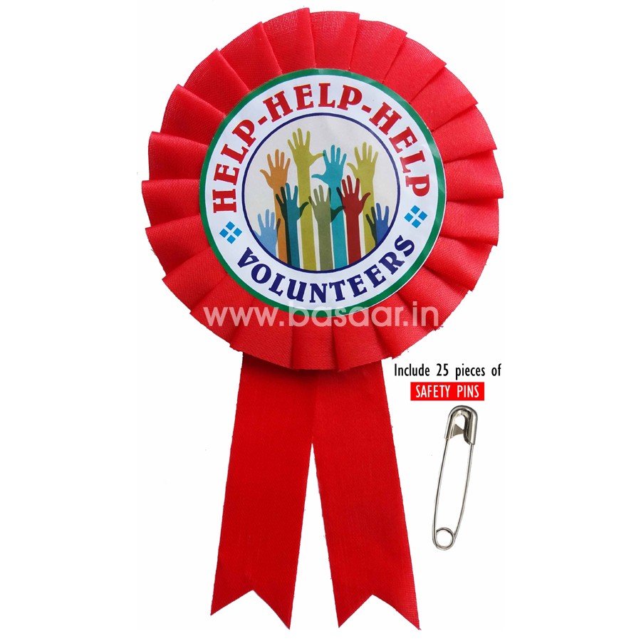 Help Volunteers Ribbon Badges Better for Occasions, Anniversary, Get together, Marriage Functions and others (Pack of 25)