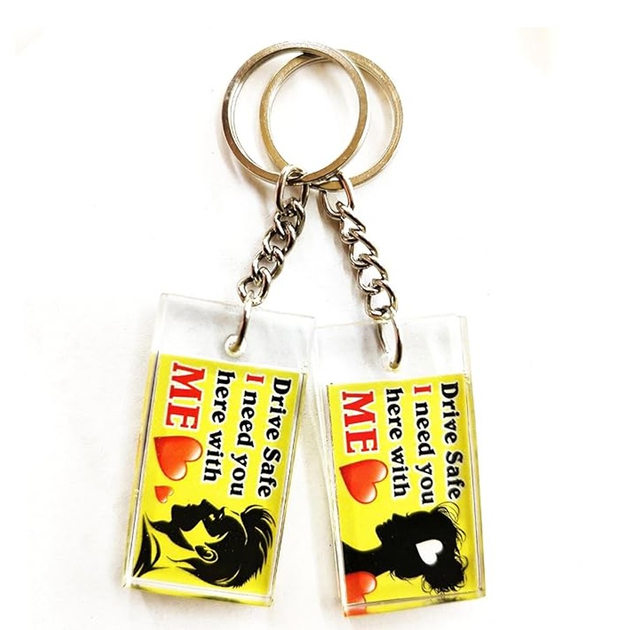 Drive Safe Wording Keychain gift for Birthday, Anniversary, Valentine's day Gift for wife | husband | girlfriend | boyfriend (Pack of 2)