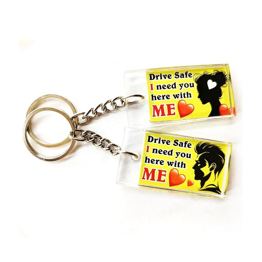 Drive Safe Wording Keychain gift for Birthday, Anniversary, Valentine's day Gift for wife | husband | girlfriend | boyfriend (Pack of 2)