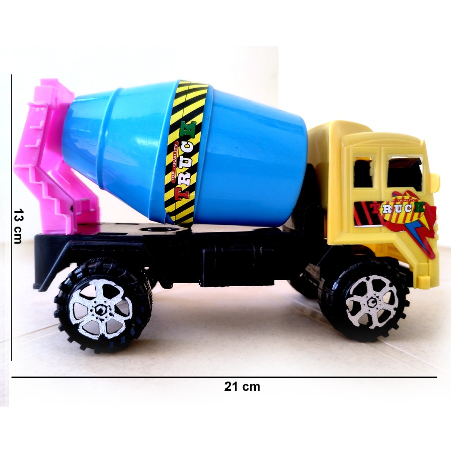 Medium Size Cement Concrete Mixer Toy Truck for Kids. | with Movable Mixer Drum. | Friction Powered Construction Truck. | Attractive Design for kids