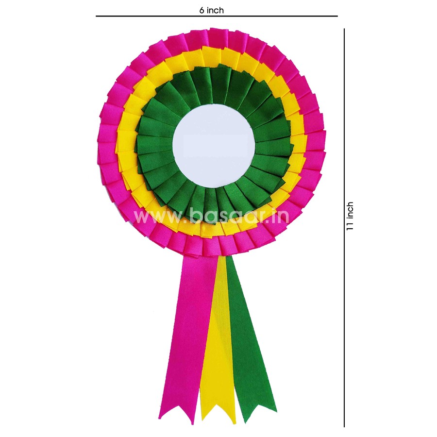 Triple Layer | 3 Color - Satin Badge Along with Safety Pin for Event, Party, and Conference Better for Occasions, Anniversary, Get Together, Marriage Functions and Others (Pack of 10) (Blue Green Red)