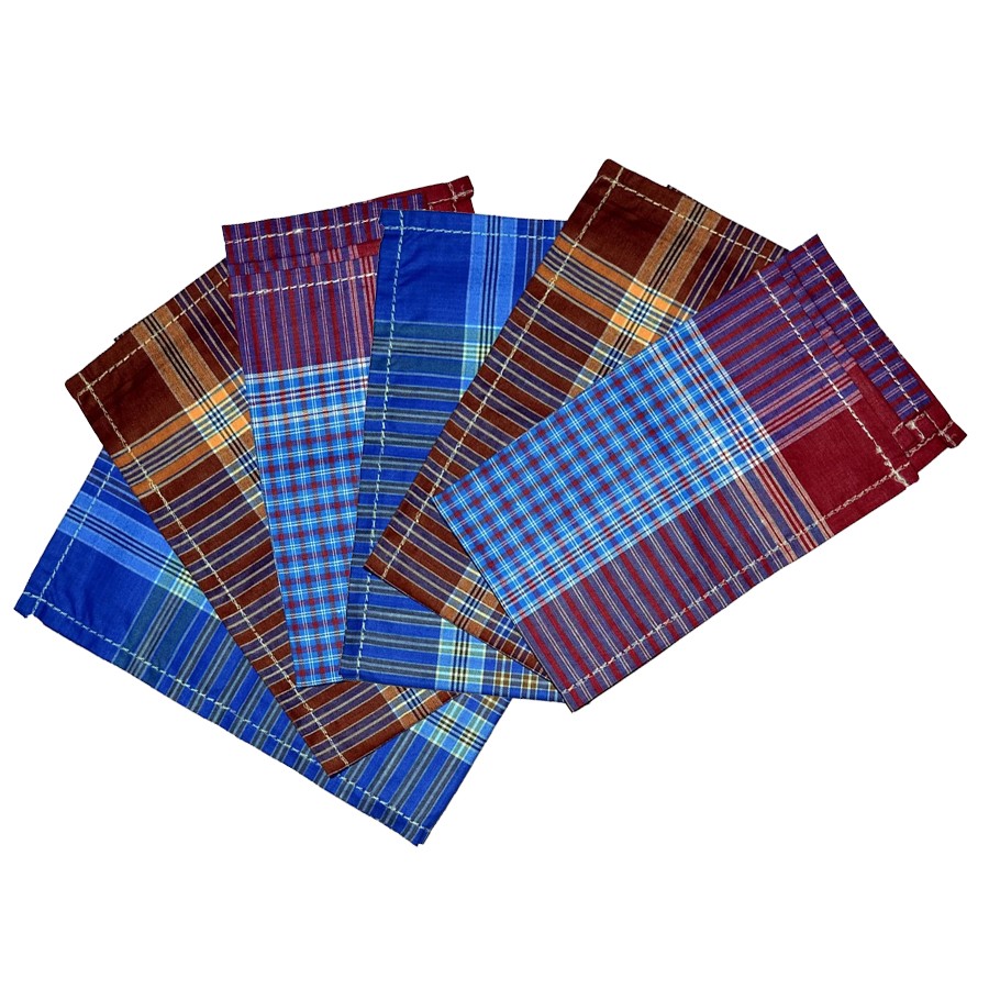 Men's Cotton Handkerchief Collection - Casual Style, Easy Wash Checkered Pattern Hanky for Boys (22X22 Inch)