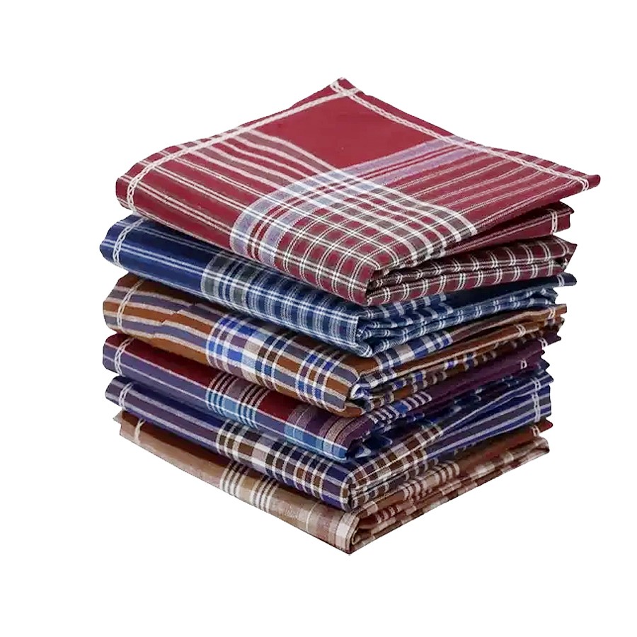 Men's Cotton Handkerchief Collection - Casual Style, Easy Wash Checkered Pattern Hanky for Boys (22X22 Inch)