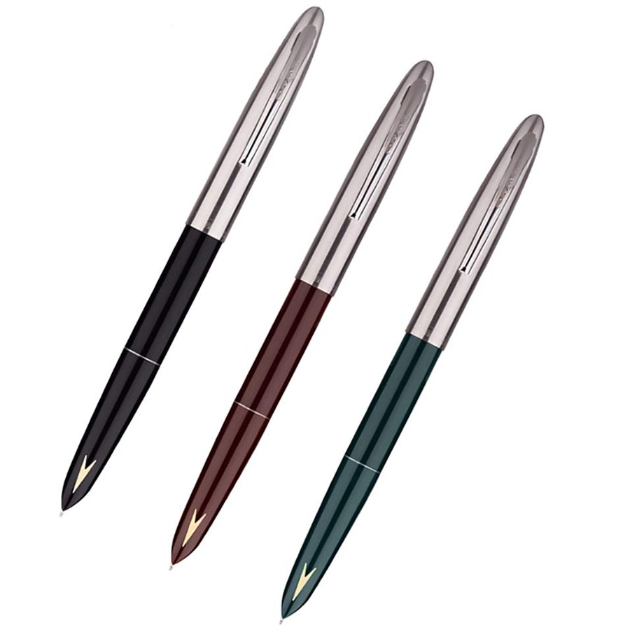 Hero Pen 329, Gold Arrow Pattern, Silver Trim, Ideal for Students and Officers Luxury Fountain Pen, Smooth Iridium Nib Pen, Black, Green, Maroon