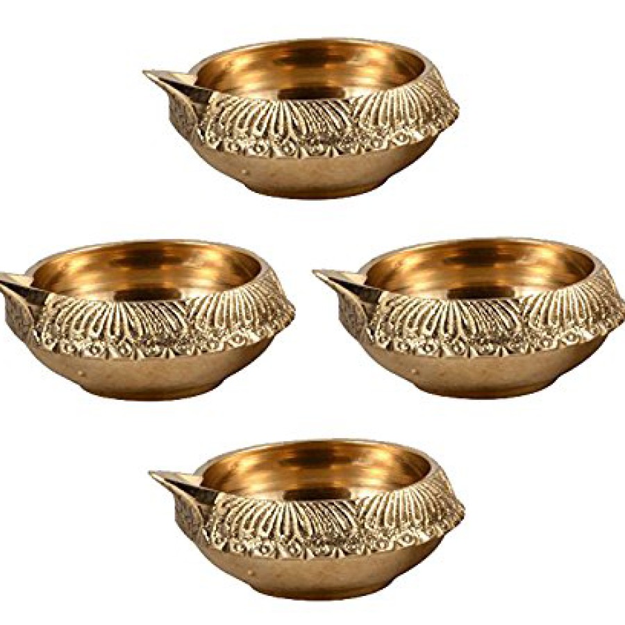 Brass Kuber Diyas Oil Lamps for Pooja Room Decoration | Diwali Festival (Size 1.5 inch)