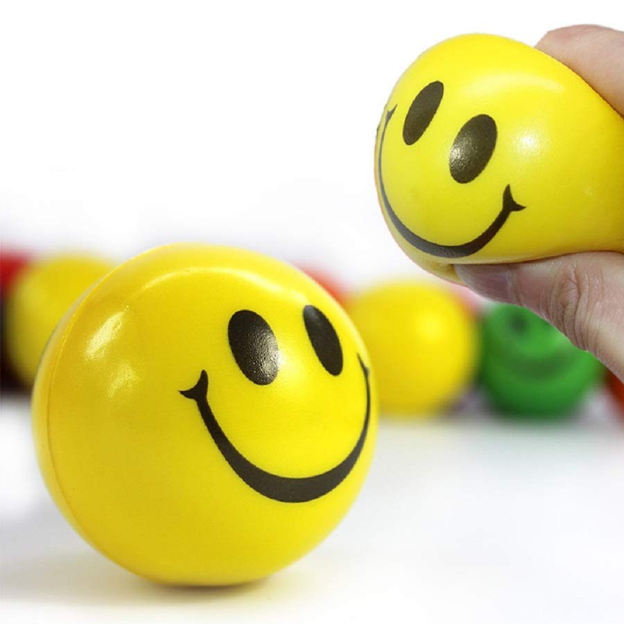 Smiling Cute Face Soft Squeeze Sponge Ball I Smiley Soft Ball for Baby, Girls, Kids, Adults I useful for Hand Exercise I Yellow