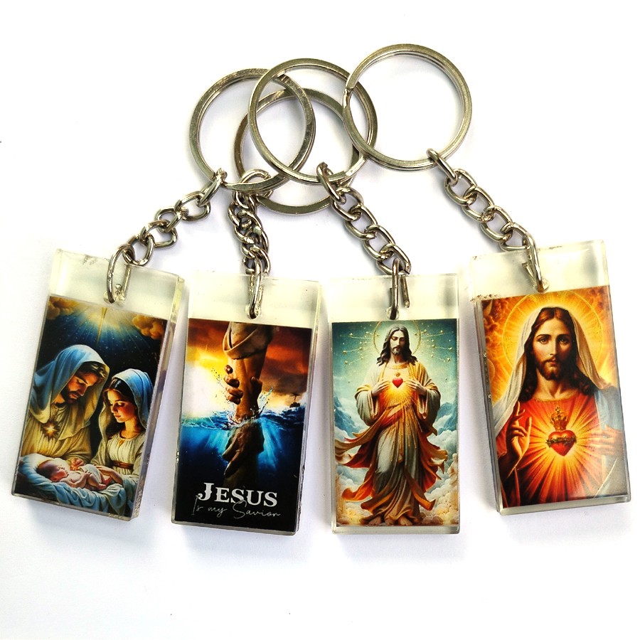 Resin Finished Jesus Christ Images Assorted Keychain & Keyring for Bike, Car, Home, Office, House Keys Boys and Girls gift for Friends and Parents  (Pack of 4)