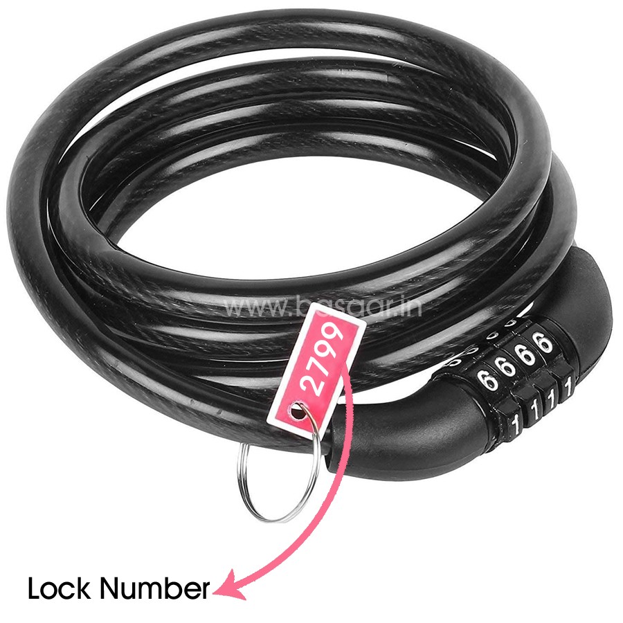 Heavy-Duty Universal Combination Cable Lock – Digital Number Lock for Bike, Helmet, and Luggage | Steel Wire with PVC Coating