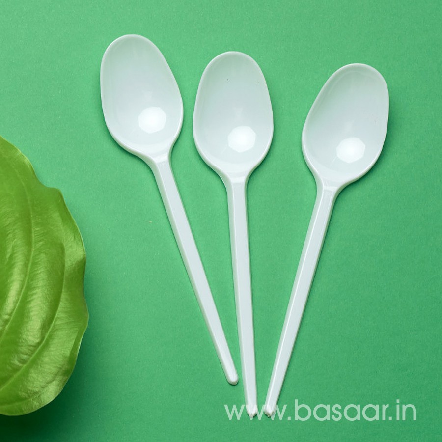 White Small Disposable Spoon Perfect for Desserts at Parties, Weddings & Events