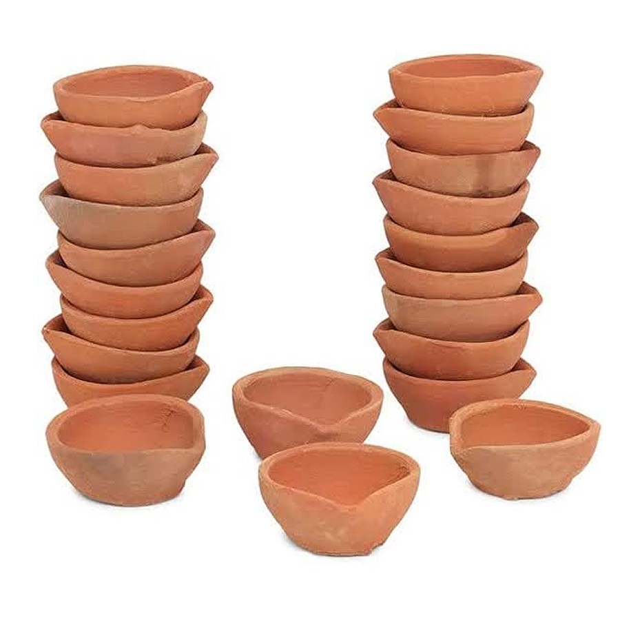 Pure Source India Natural Clay Diwali Diyas | Traditional Mitti Ke Diye for Pooja & Decor | Earthen Clay Diva | Multipurpose Handmade Pooja Items